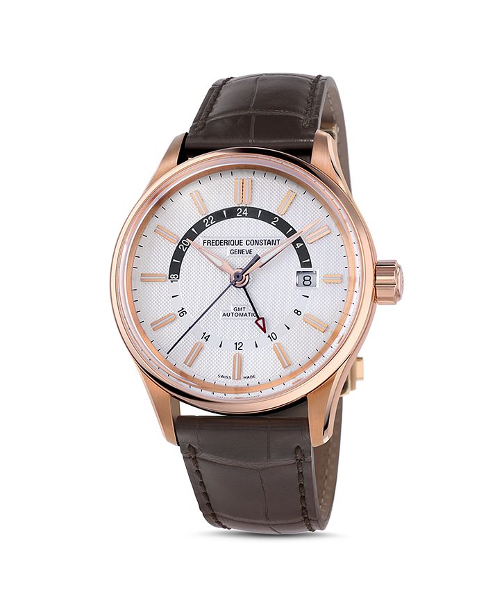 Frederique Constant Yacht Timer Gmt Watch, 42mm In White/brown
