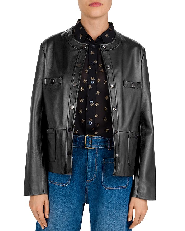 Gerard Darel Niky Leather Jacket In Black