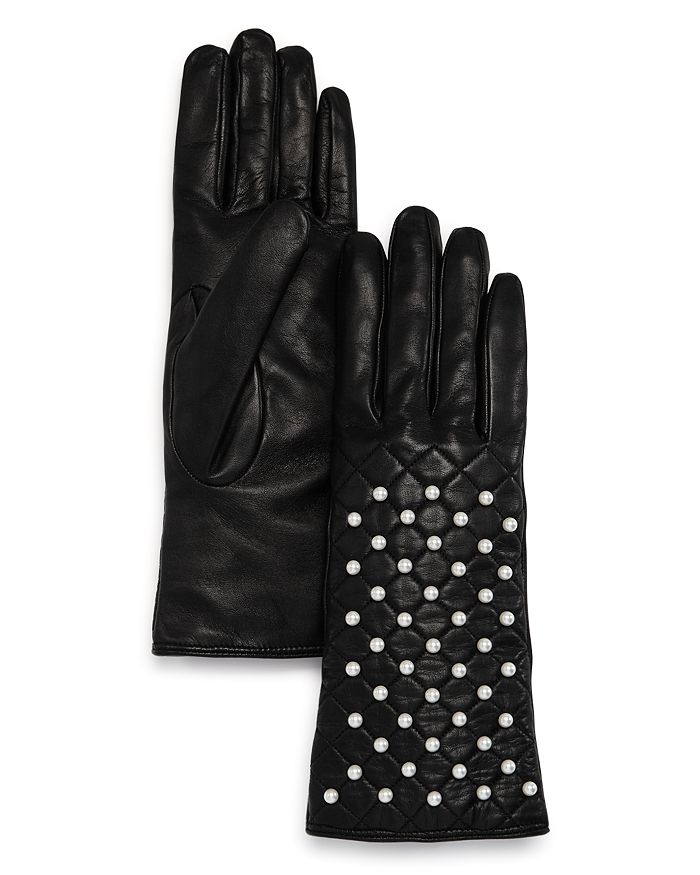 Bloomingdale's Beaded Leather Gloves - 100% Exclusive In Black