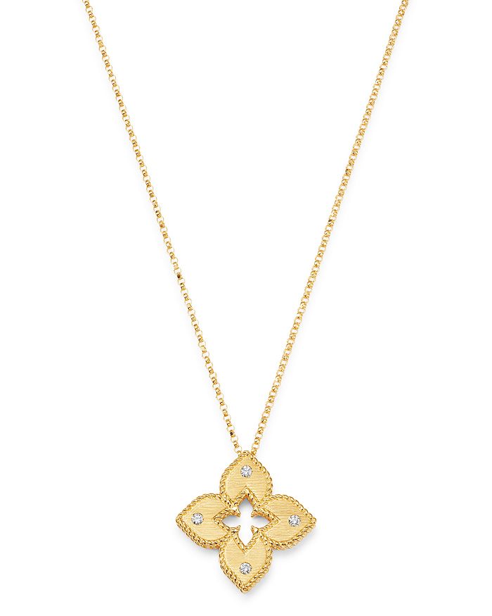 Shop Roberto Coin 18k Yellow Gold Petite Venetian Princess Diamond Pendant Necklace, 17 In White/gold