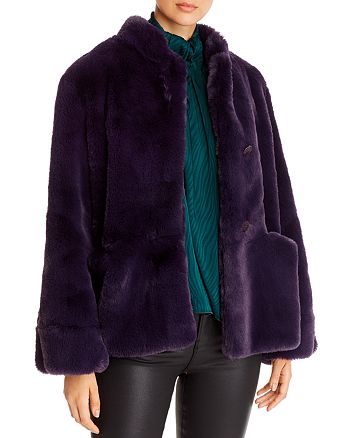 Armani Button-Front Faux-Fur Coat | Bloomingdale's