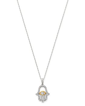 Bloomingdale's - Diamond Hamsa Pendant Necklace in 14K Yellow & White Gold, 0.25 ct. t.w. - 100% Exclusive