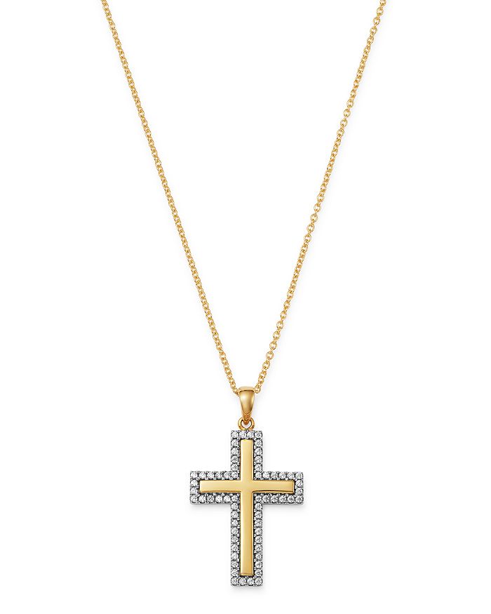 Bloomingdale's Diamond Large Cross Pendant Necklace In 14k Yellow Gold, 0.70 Ct. T.w. - 100% Exclusive In White/gold