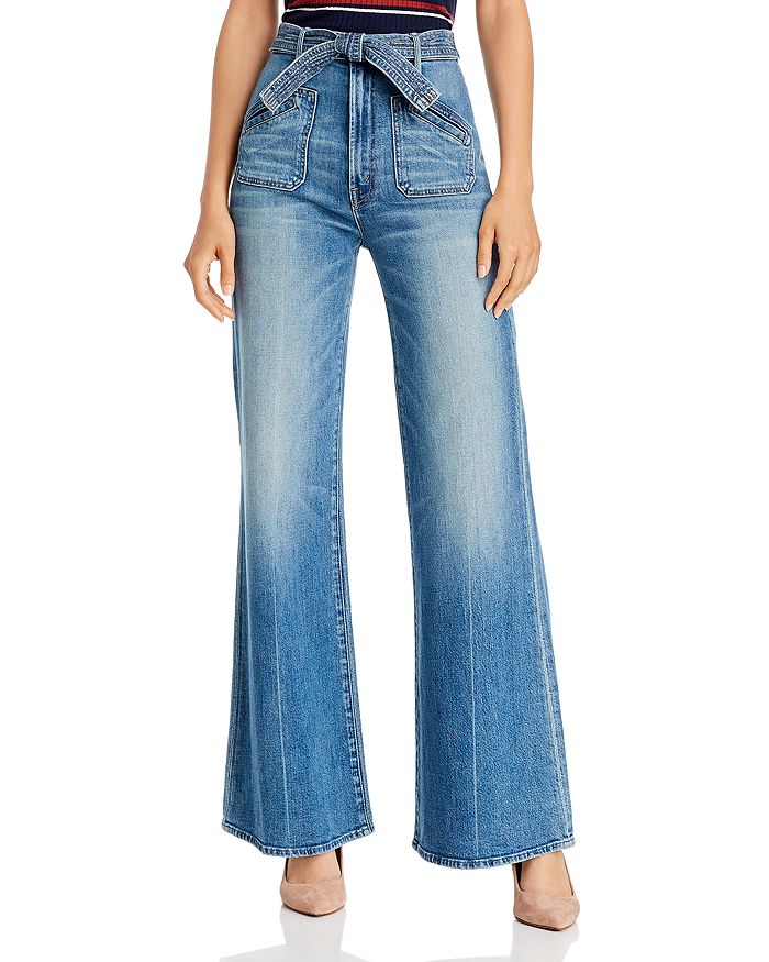 MOTHER THE ROLLER TIE PATCH WIDE-LEG JEANS IN POPISM,1335-624