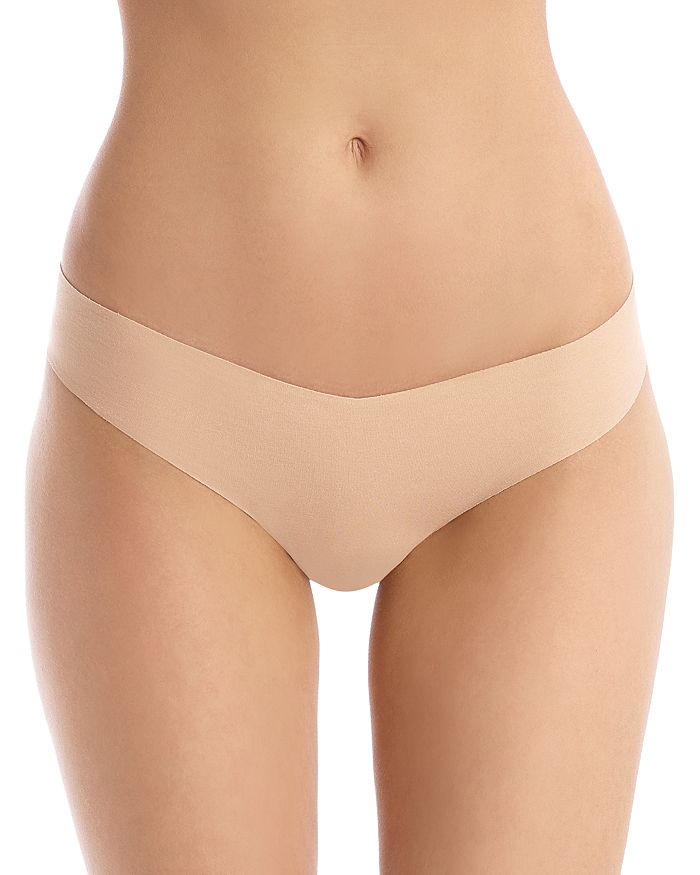 Shop Commando Technical Cotton-blend Thong In Nude