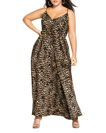 City Chic Plus Sleeveless Leopard-Print Maxi Dress | Bloomingdale's