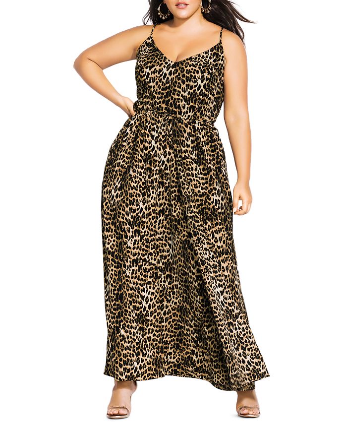 City Chic Plus Sleeveless Leopard Print Maxi Dress Bloomingdale s