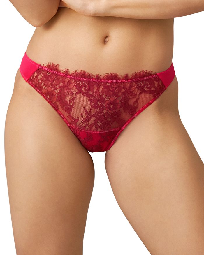 Skarlett Blue Entice Lace Thong In Hot Tamale/very Berry