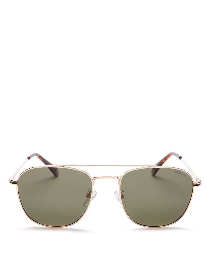 Polaroid Men's Polarized Brow Bar Aviator Sunglasses, 57mm In Gold/green Polarized