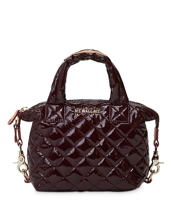 Mz Wallace Sutton Micro Lacquer Bag In Port Lacquer/gold