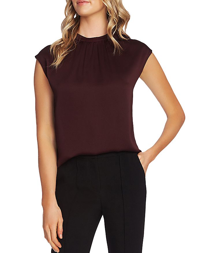 VINCE CAMUTO SHIRRED CAP-SLEEVE TOP,9159123