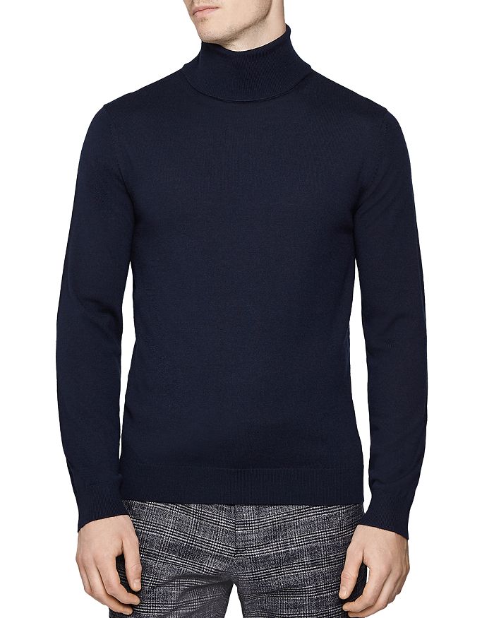 Reiss Caine Slim Fit Turtleneck Wool Sweater In Navy