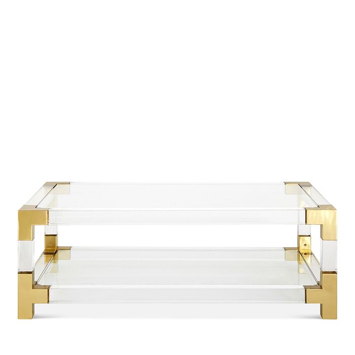 Shop Jonathan Adler Jacques Grand Cocktail Table In Acrylic/brass
