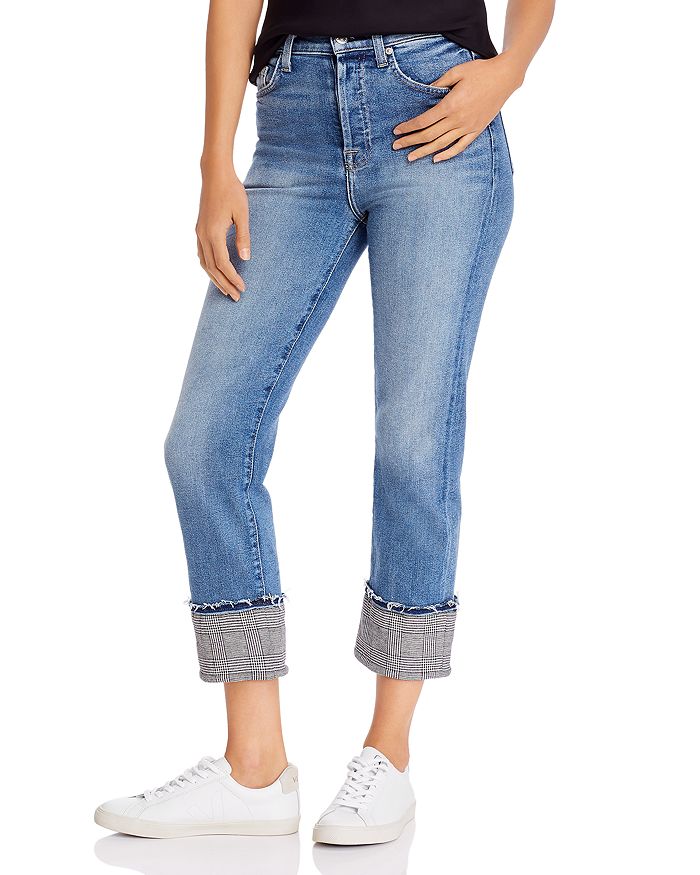 Jeans with plaid cuffs best sale