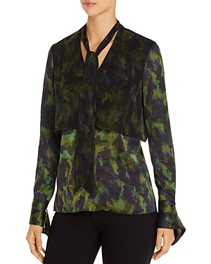 ELIE TAHARI ZORA PRINTED TIE-NECK BLOUSE,ER048509