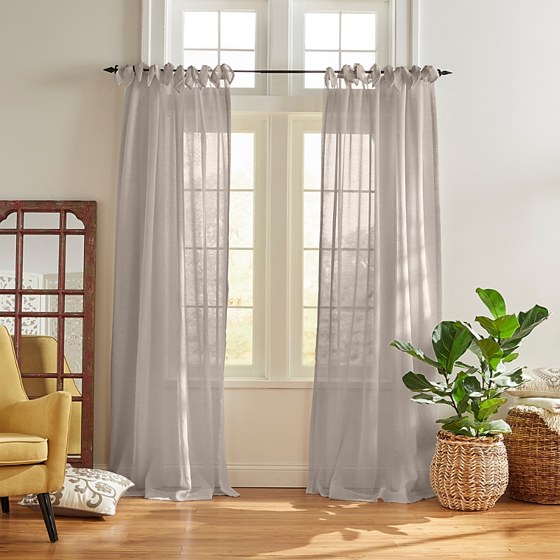 Elrene Home Fashions Vienna Tie-top Sheer Curtain Panel, 52 X 95 In Gray