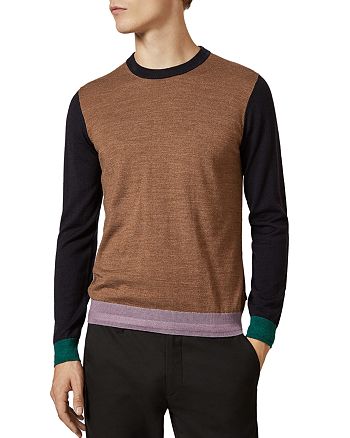 Ted Baker - Color-Blocked Crewneck Long Sleeve Sweater