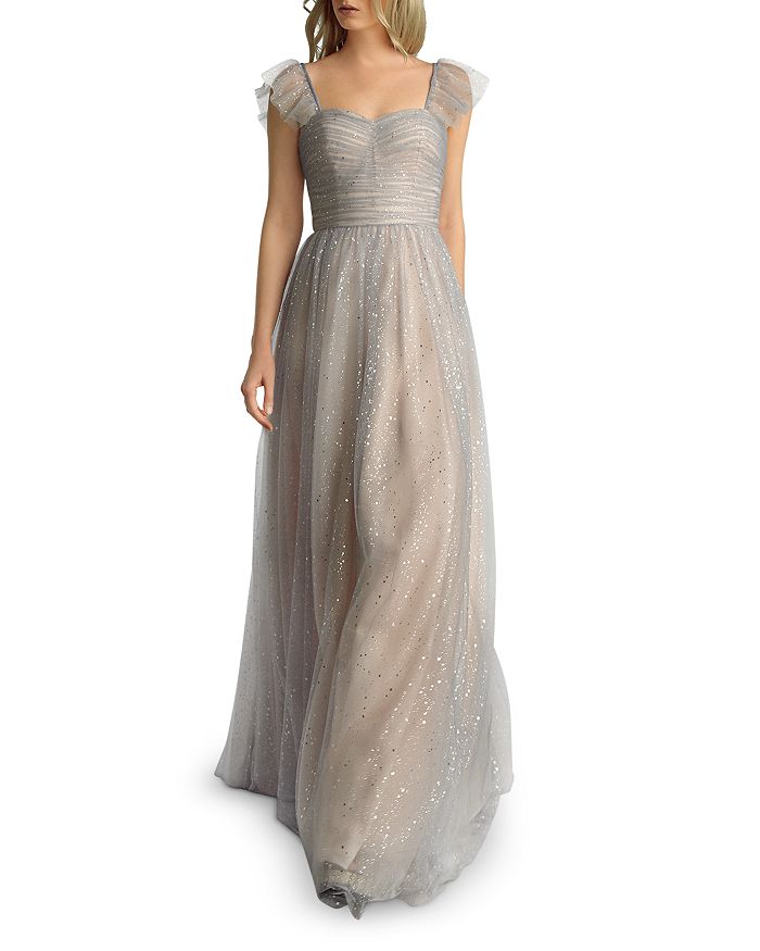 Basix Glitter Fit-and-flare Gown In Pink/silver