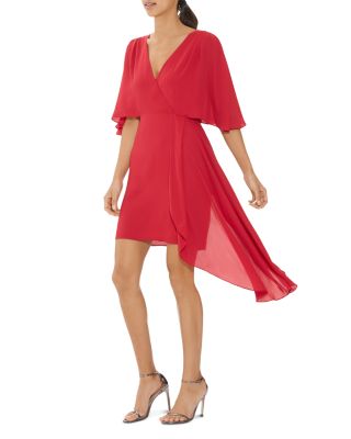 HALSTON Flowy Short Sleeve Faux-Wrap Dress | Bloomingdale's Women