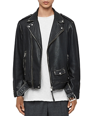 Allsaints Hawley Leather Biker Jacket In Black | ModeSens