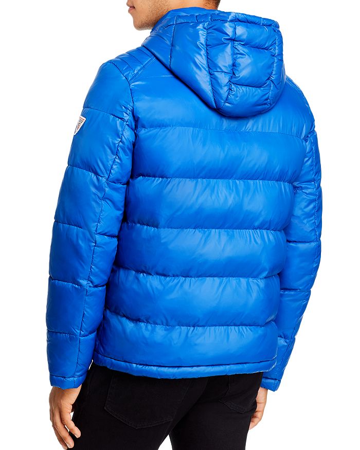 Guess Men's Hooded Puffer Coat In Bright Blue | ModeSens