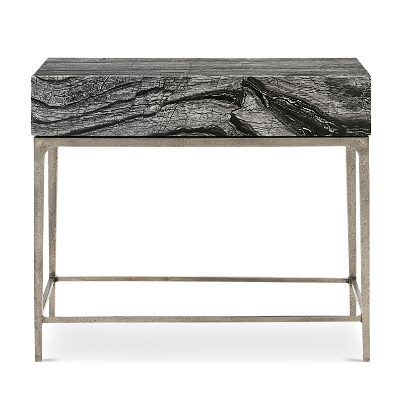 Bernhardt Linea Black Forest Marble Night Stand In Textured Graphite Finish
