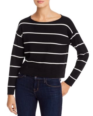 Eileen Fisher Cropped Striped Boat Neck 