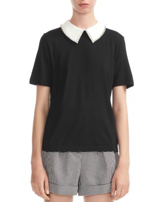 Maje store Tivola Removable Embellished-Collar Top