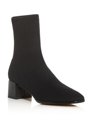 Sienna Square-toe Knit Boots In Black 