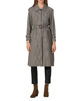 sandro checked trench coat