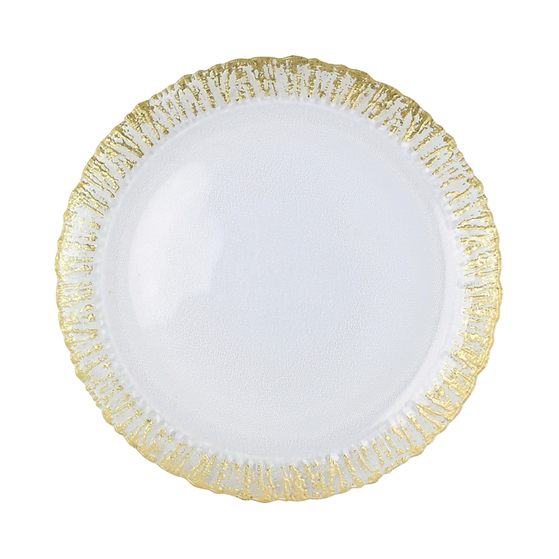 Vietri Rufolo Glass Gold Round Platter In Gold