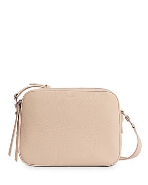 Allsaints Captain Square Leather Crossbody Bag In Dove/silver