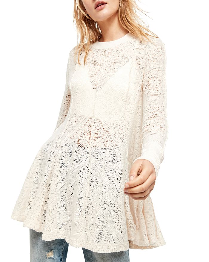FREE PEOPLE COFFEE IN THE MORNING LACE TUNIC,OB1020044
