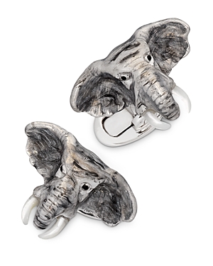 Jan Leslie Hand-Painted Sterling Silver & Mother-of-Pearl Elephant Cufflinks