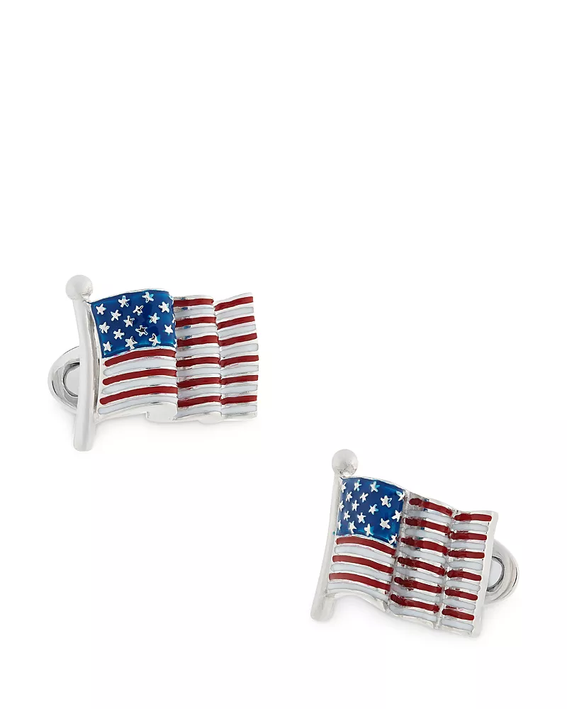 Jan Leslie Sterling Silver American Flag Cufflinks