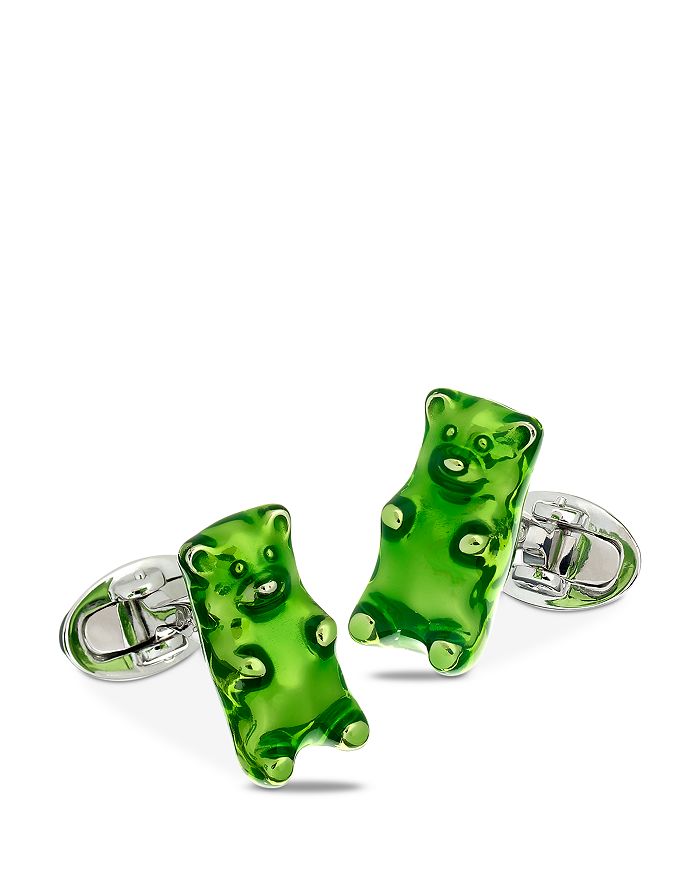 Jan Leslie Sterling Silver Gummy Bear Cufflinks In Green