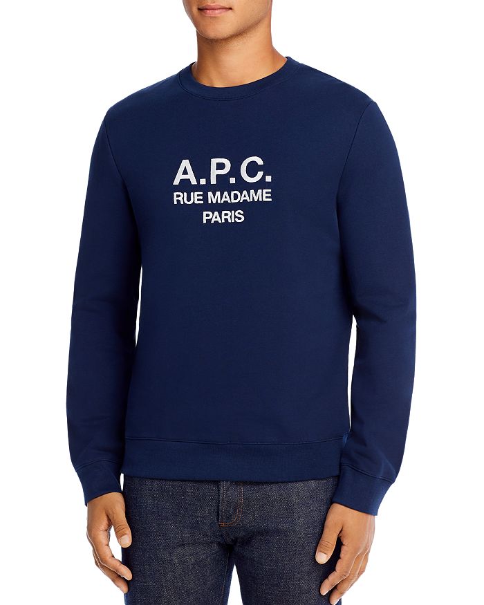 Apc Rufus Logo-print Cotton Sweatshirt In Marine