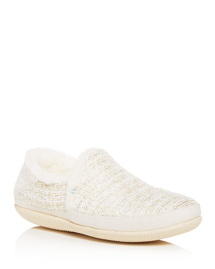Toms Women's India Boucle Slippers In White Metallic