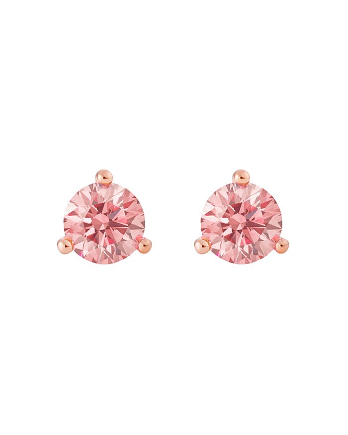 Lightbox Jewelry Solitaire Lab-grown Diamond Stud Earrings In Pink