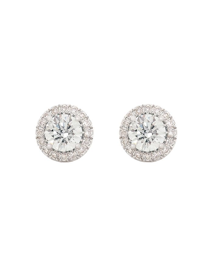 Lightbox Jewelry Halo Lab-grown Diamond Stud Earrings In White