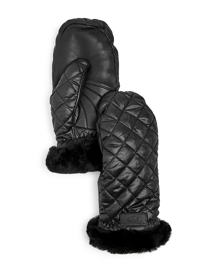 UGG WOMEN'S QUILTED PERFORMANCE SHEARLING CUFF MITTENS,18827