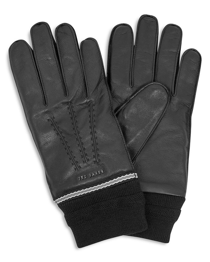 TED BAKER QUIRK KNIT-CUFF LEATHER GLOVES,158364