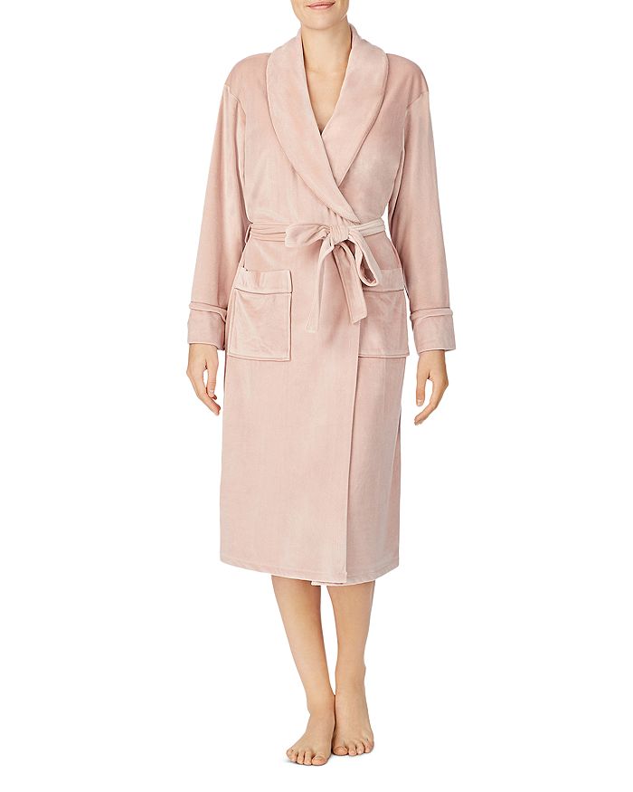 Donna Karan Long Wrap Robe In Blush
