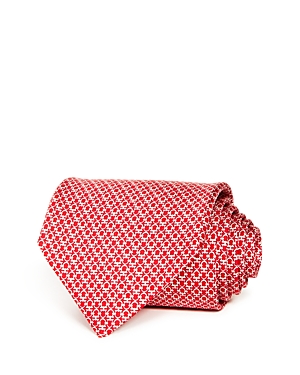 Ferragamo Mini Linked Gancini Silk Classic Tie In Red/pink