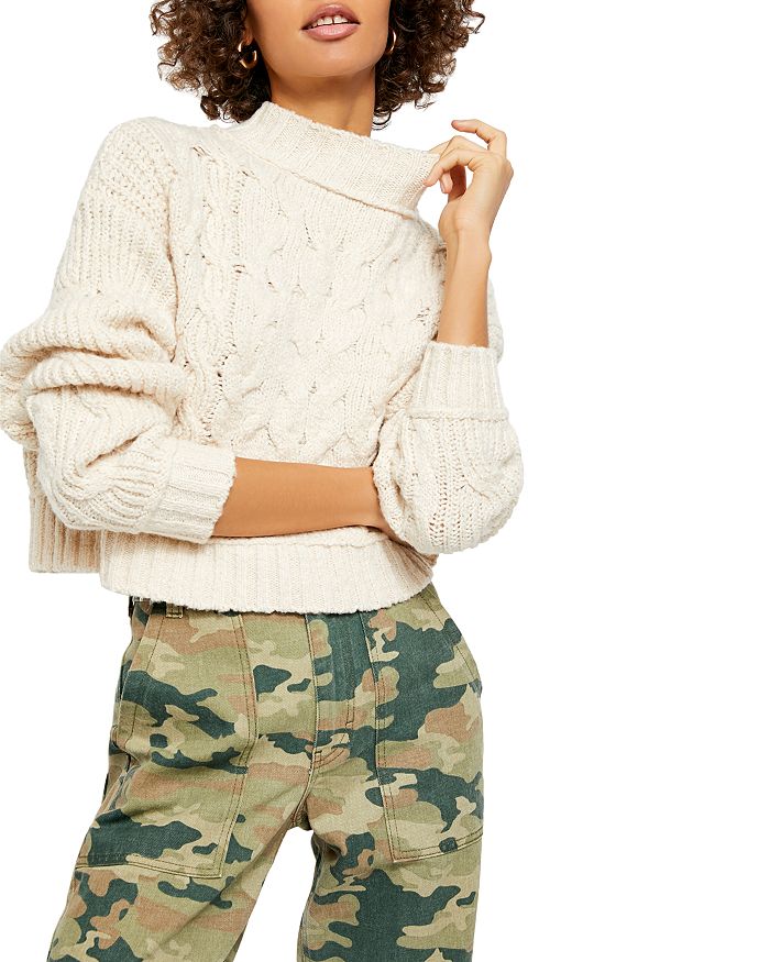 FREE PEOPLE MERRY GO ROUND CABLE-KNIT SWEATER,OB1032731