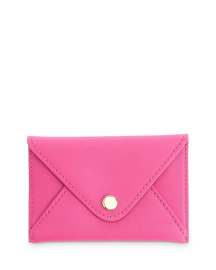 Royce New York Leather Envelope Card Case In Bright Pink
