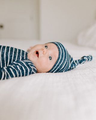 Boy's Striped Snuggle Knit Gown & Hat Set - Baby