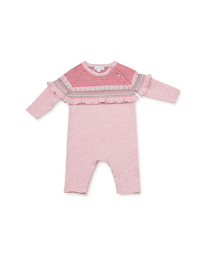 Angel Dear Girls' Ruffled Knit Coverall - Baby In Pink