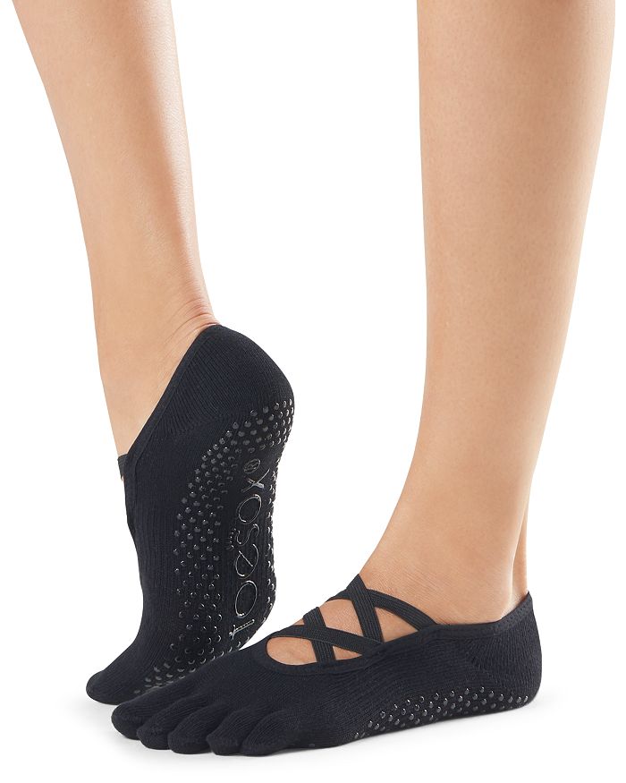 Toesox Elle Full Toe Grip Yoga Socks In Black