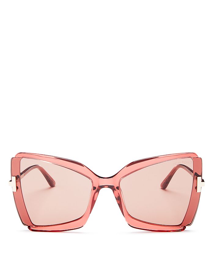 Tom Ford Gia 63mm Oversize Butterfly Sunglasses In Shiny Pink/ Light ...